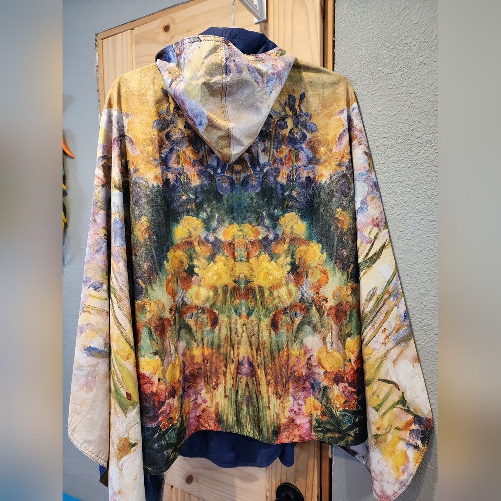 Rain cape by RainCapers Museum Tiffany- Peonies and Irises 100% polyester